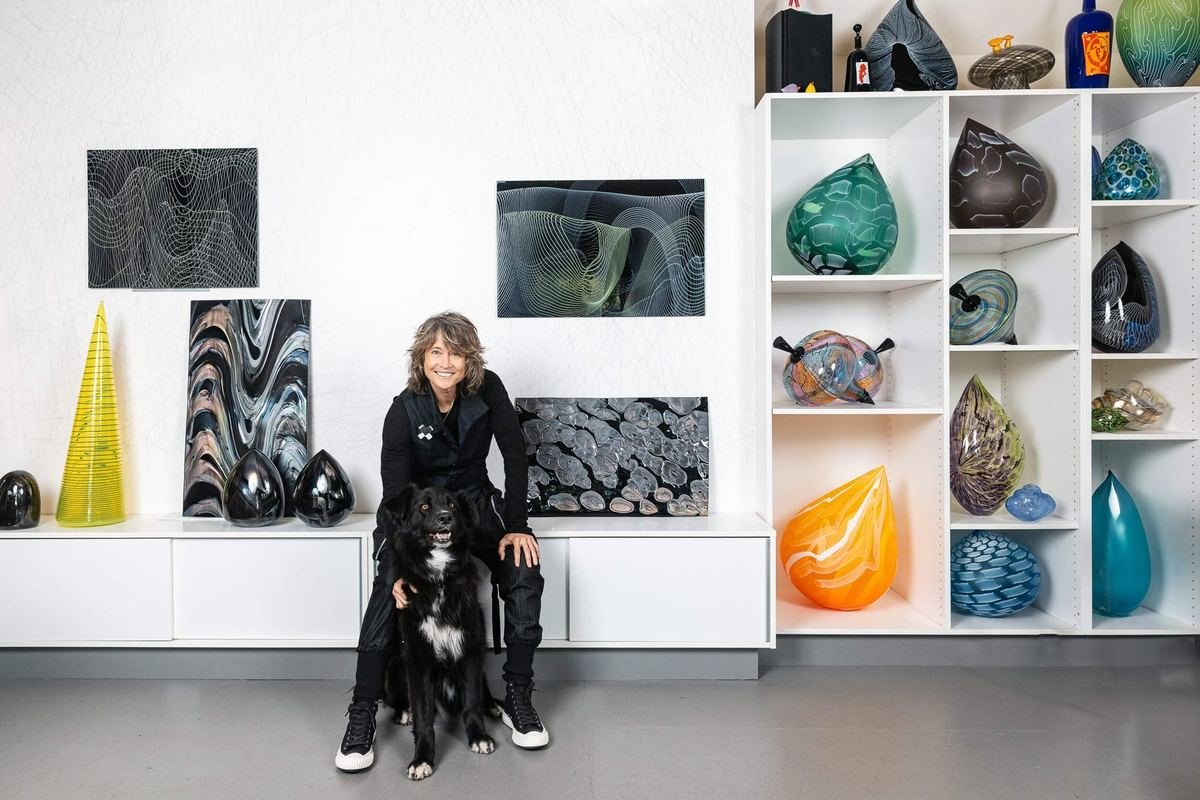 Nancy Callan in her studio with her glass